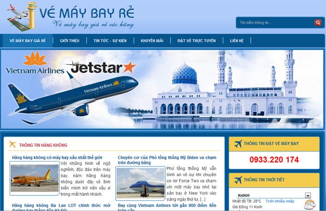 Thiết kế website máy bay
